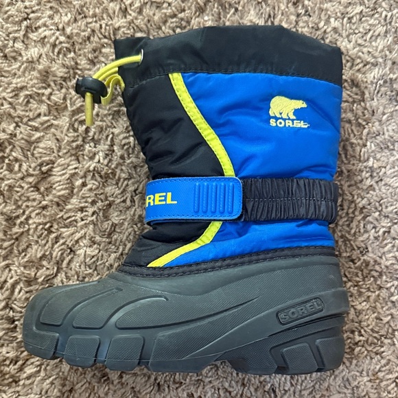 Sorel Kids' Black and Blue Snow Boots with Yellow Accents - Picture 5 of 8